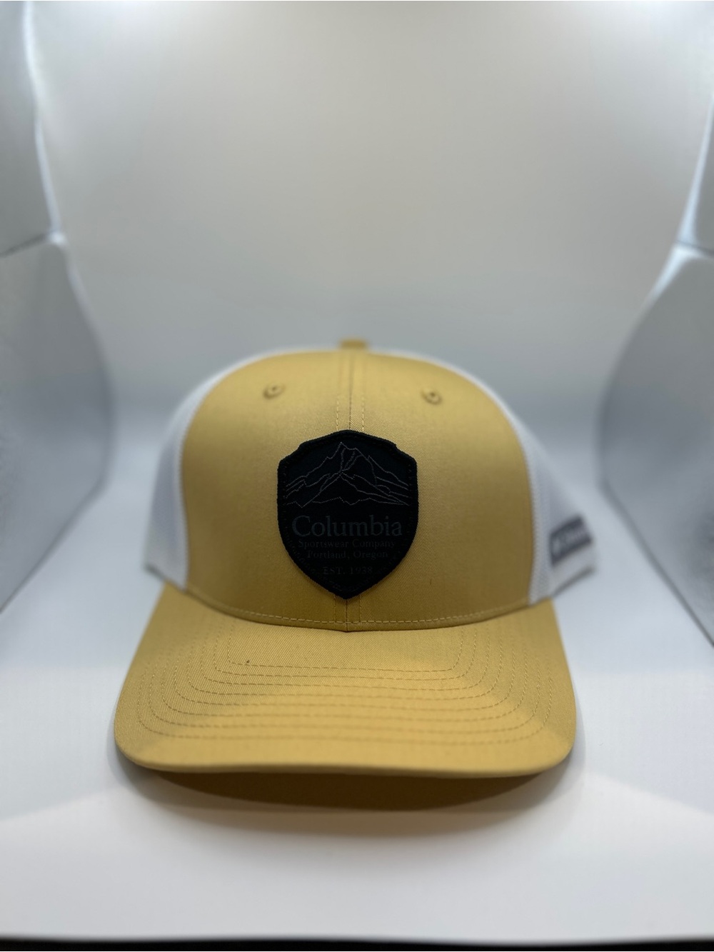 Columbia Mustard Yellow & White Mesh Trucker Hat